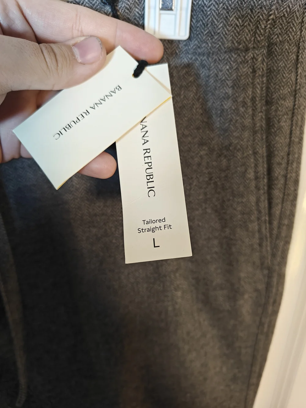 NWT Banana Republic Salado Mens Large Gray Lanificio Wool Tweed Drawstring Pant